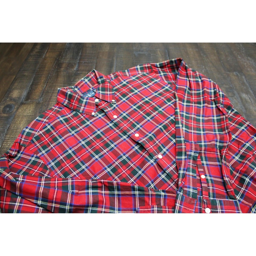 Ralph Lauren Shirt Mens Large Red Plaid Flannel Button Down Long Sleeve Tartan